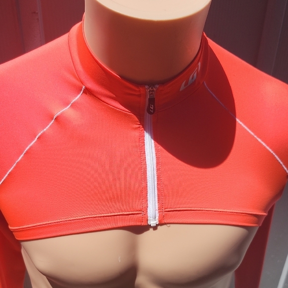 Orange  Rash Guard Swim Top with High Neck and Long Sleeves - Picture 2 of 8
